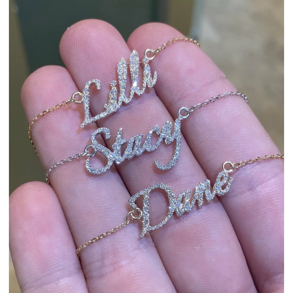 Womens Custom S925 Moissanite Diamond Nameplate Necklace